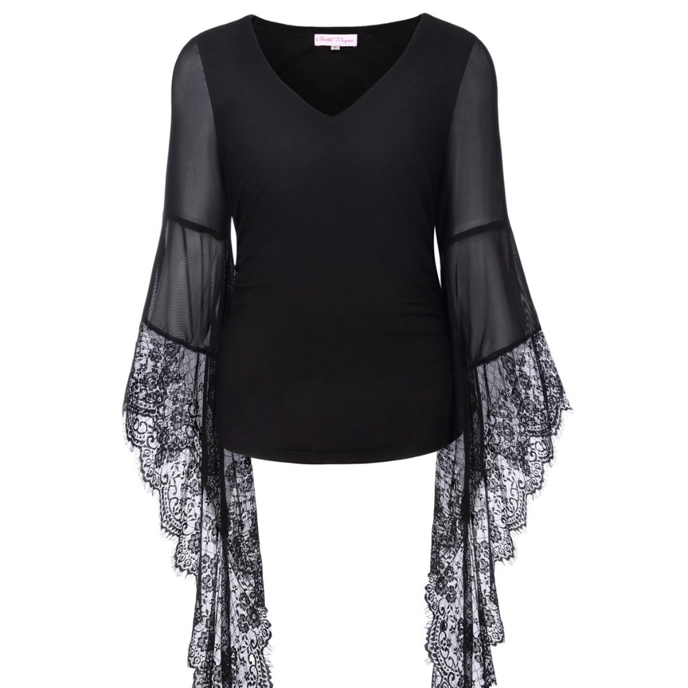 Belle Pogue Black Lace Top Size XL